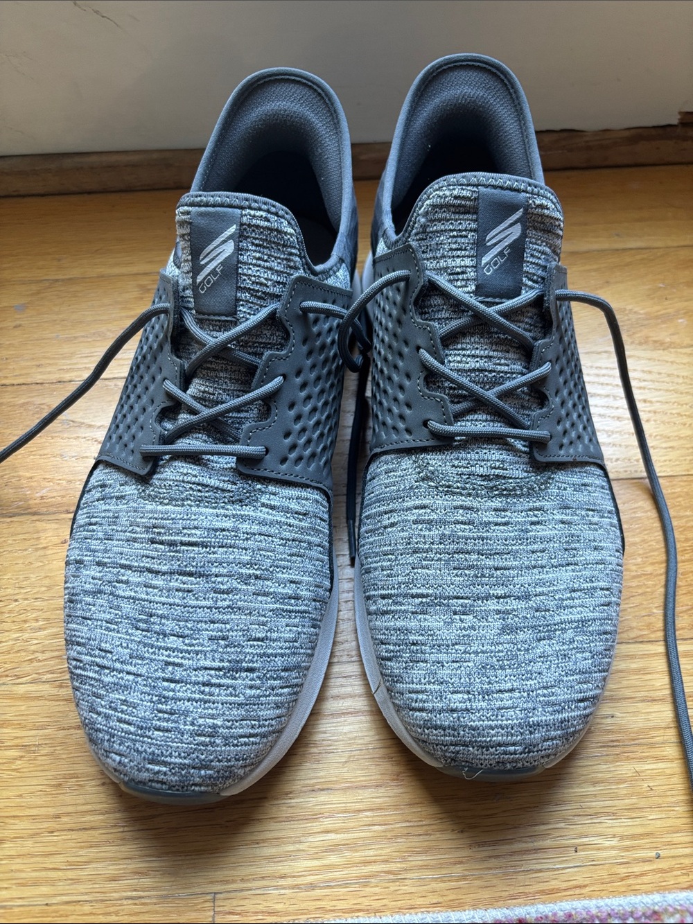Skechers GOLF Men’s Gray Knit Slip-On Lace-Up Sneakers - Picture 2 of 5